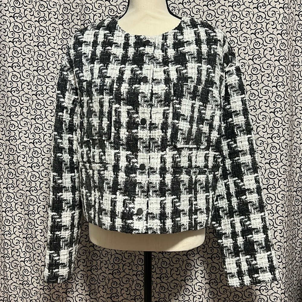 Dolce Cabo Black White Sequin Jacket Size Large